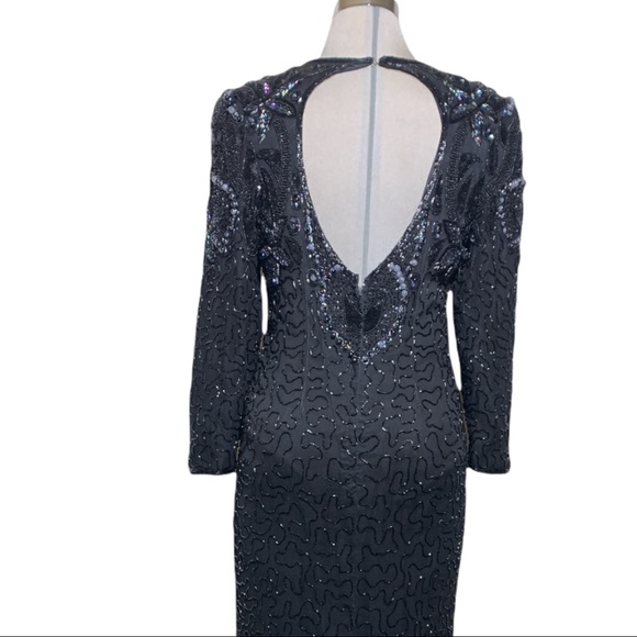 Vintage Luxury Backless Evening Gown Embellished Beading Size M - Picture 9 of 14